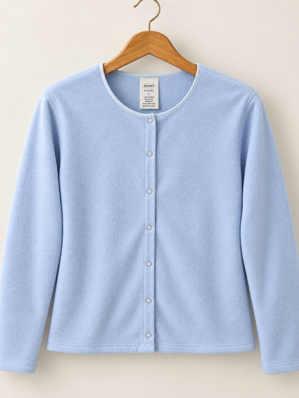 Fleece Snap Jacket Intimates Light Blue Cardigan Fall Winter